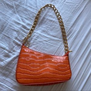 Shrub Croc Embossed Chain Baguette Bag